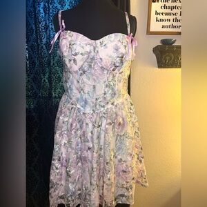 Mi Ami for Francesca’s Pastel Floral Corset Dress Open Back | Size L